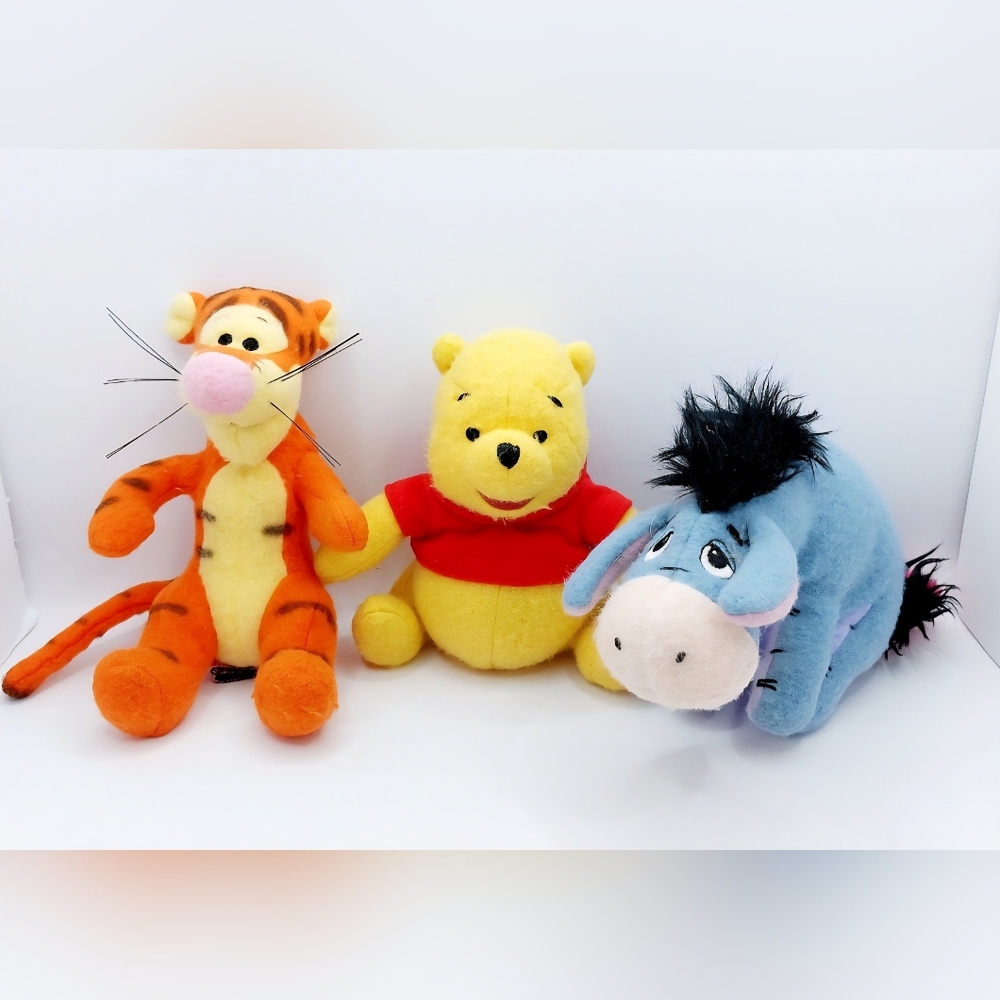 Vintage Disney Winnie the Pooh Plush Lot – Pooh, Tigger & Eeyore Beanbag Plush